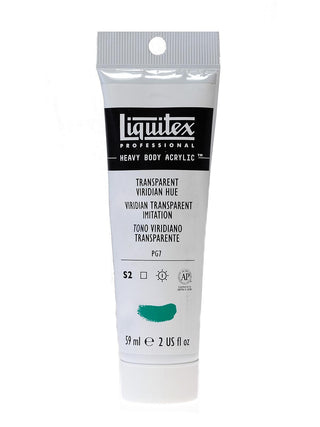 Heavy Body Professional Artist Acrylic Colors Transparent Viridian hue, 2 oz.